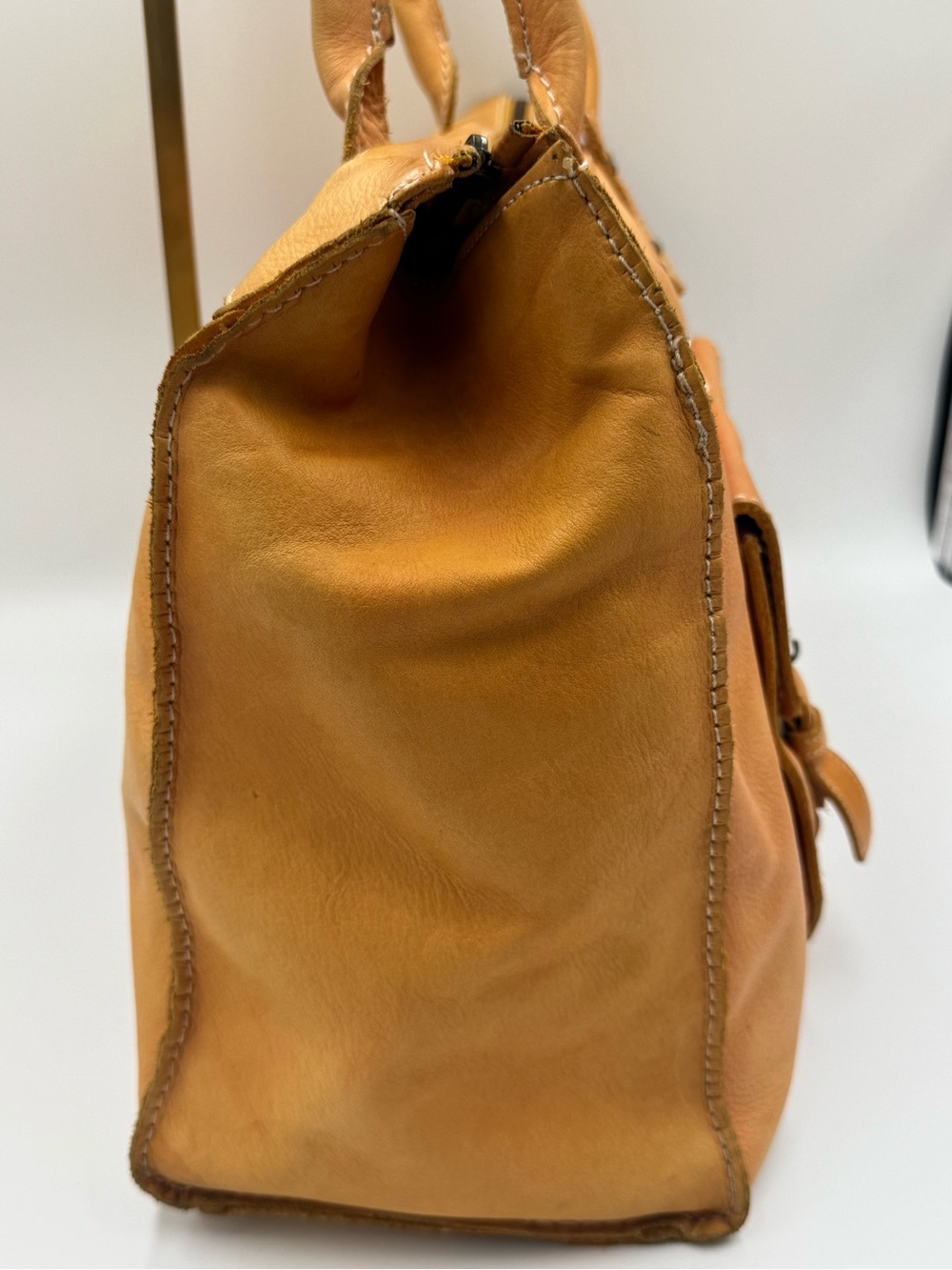 Arcadia Chestnut Leather Satchel Handbag - Picture 2 of 16